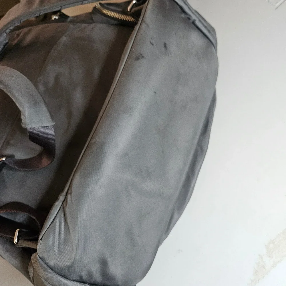 Tumi Voyageur Grey Nylon Laptop Backpack Silver Hardware Travel Bag